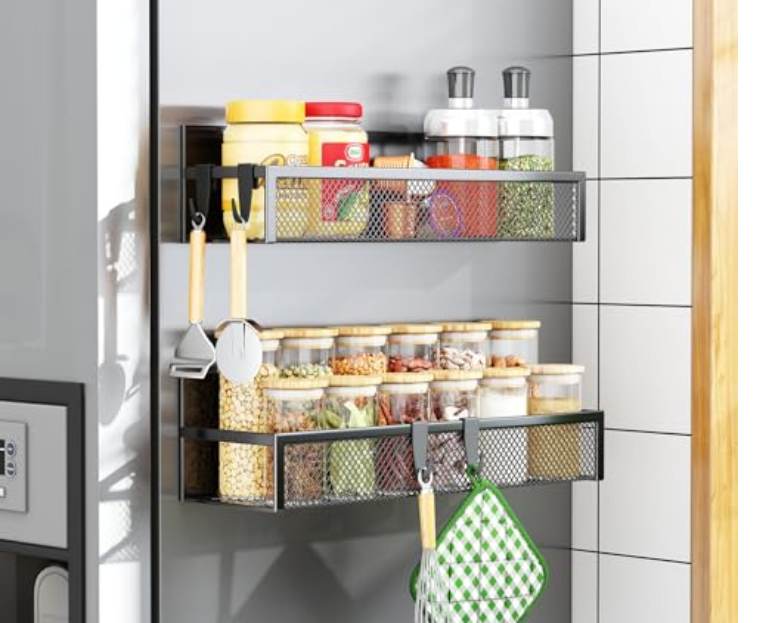 magnetic fridge side no-drill kitchen countertop organizer under $18