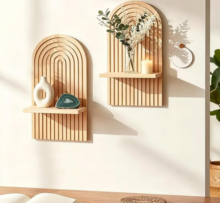 Adhesive floating shelf - renter-friendly living room decor under $25
