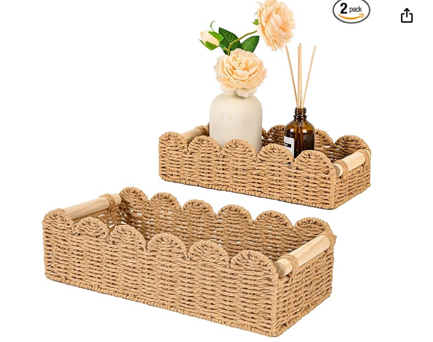 Woven storage baskets - renter-friendly living room decor under $25