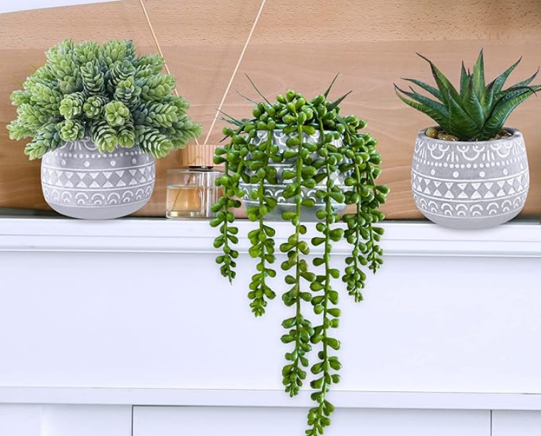 Faux plant in pot - renter-friendly living room decor under $25
